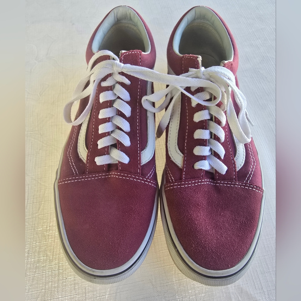 Vans  Burgundy and White Sneakers 7.5